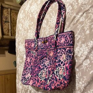 Floral Tote Bag - Pink and Purple Vera Bradley Large Tote